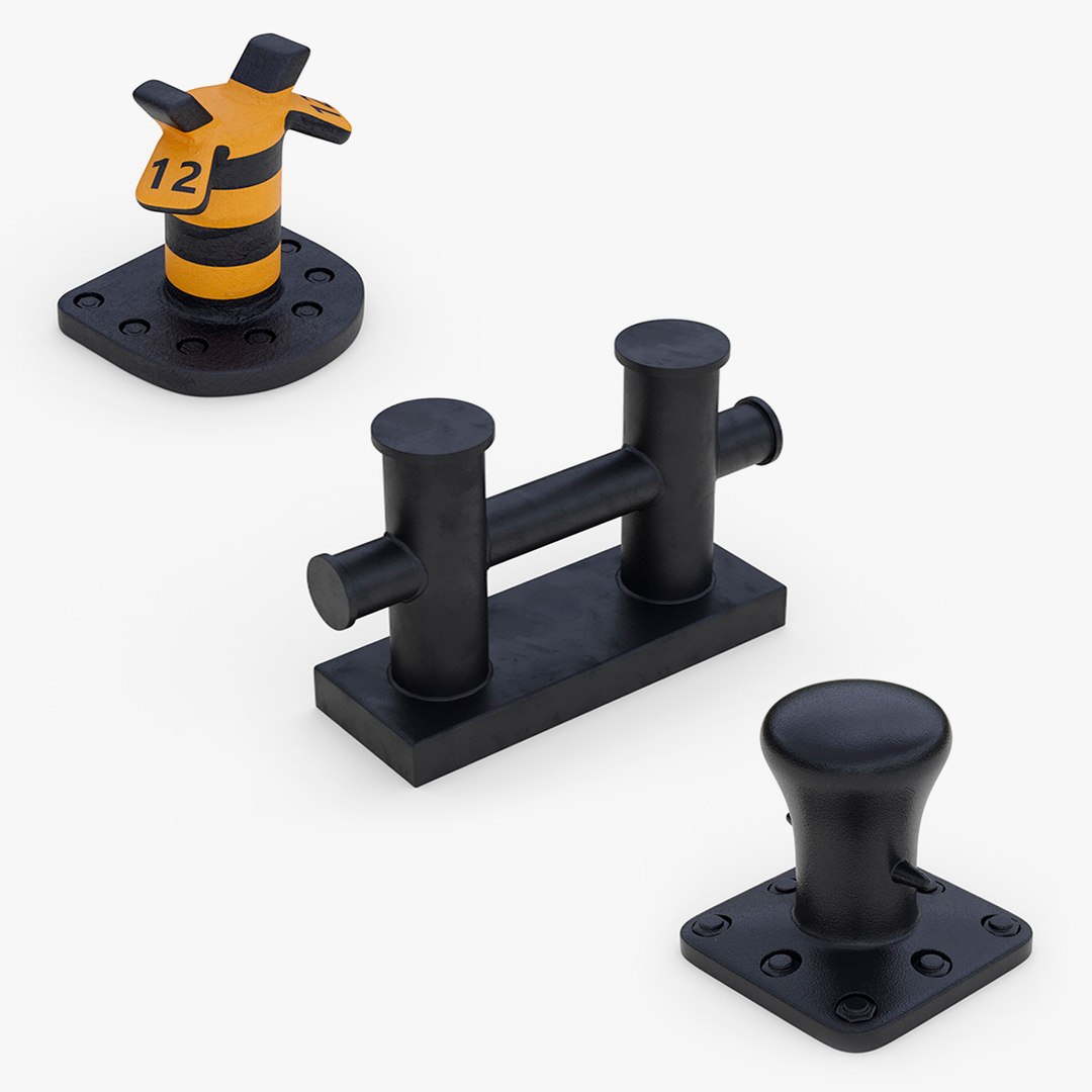 Mooring Bollards Collection 3D model preview