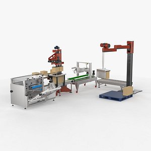 Automatic Unpacking and Sealing Line for Food Factory 3D