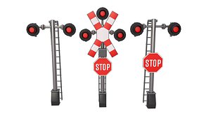 Rail Crossing Traffic Light Pack 3D model