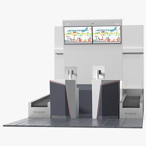 Airport Counter Check-In Rigged for Maya