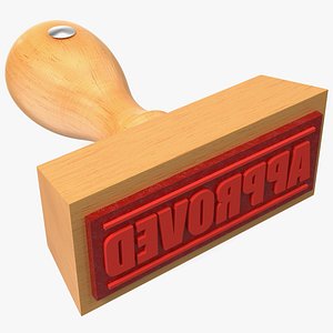 Rubber Stamp with Wood Handle Approved 3D model