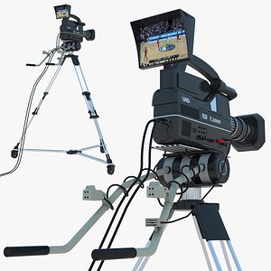 Video Camera and Tripot 2 3D model