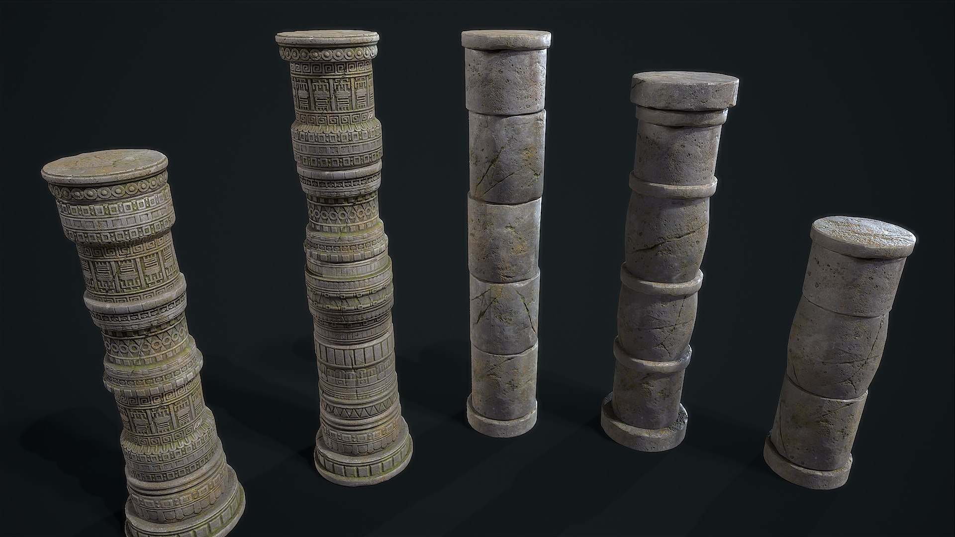 3D Aztec Modular Columns - TurboSquid 2219216