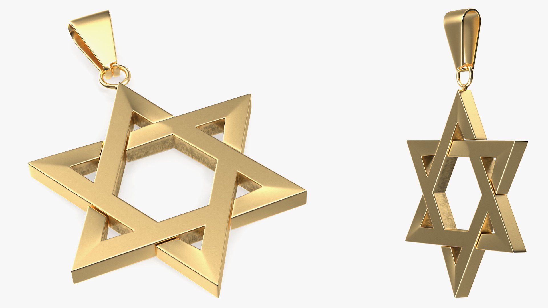Star of David Necklace Gold 3D model preview