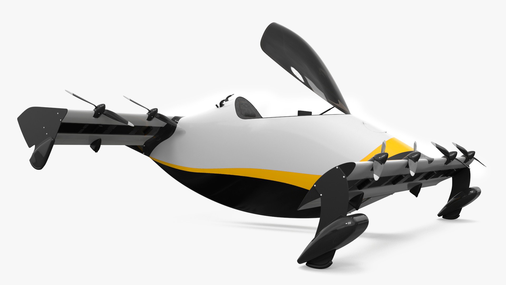 Personal EVTOL Aircraft with 8 Propellers Rigged 3D model preview