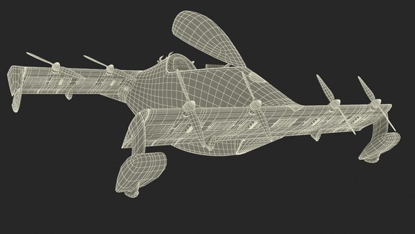 3D модель Персональный самолет EVTOL с 8 установленными винтами ...