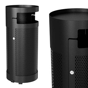 Tropitone District Round Waste Receptacle with Door and Bonnet Hood Round Pattern