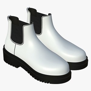 Leather Boots Womens White 3D model