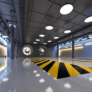 sci-fi hallway 3d obj