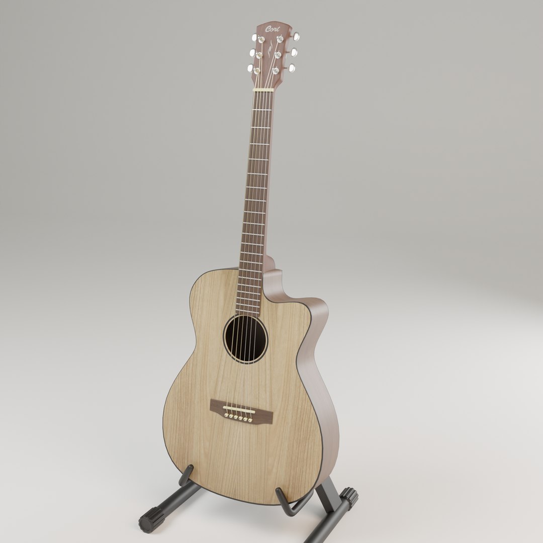 Cort Acoustic Guitar And Stand 3D Model TurboSquid 1962459