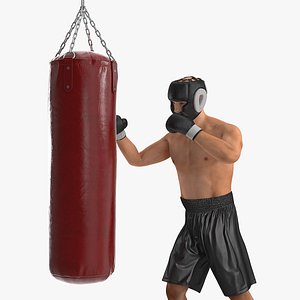 Boxer with Punching Bag 3D Model