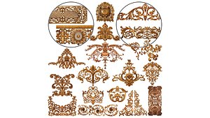 Collection of classical ornaments 01 3D model