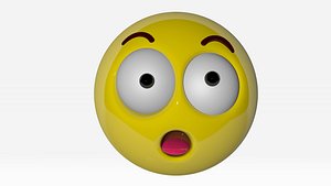3D Emoji Flushed Face model