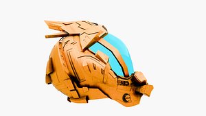 Golden Space Helmet SciFi 3D Model