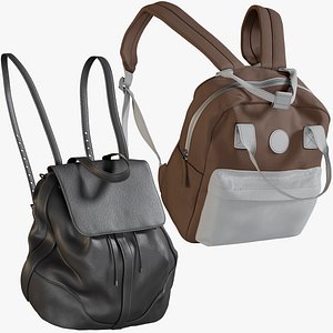realistic backpack 10 collections 3D model