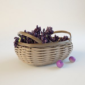 Ripe Grapes in Weaving Basket