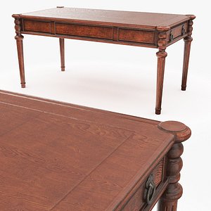 3D Oval Office Library Writing Table Brown