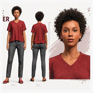 Beautiful African American Girl 3D Character model