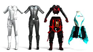 3 Pack Of Womens Rigged Dresses Outfit Collection 3D model