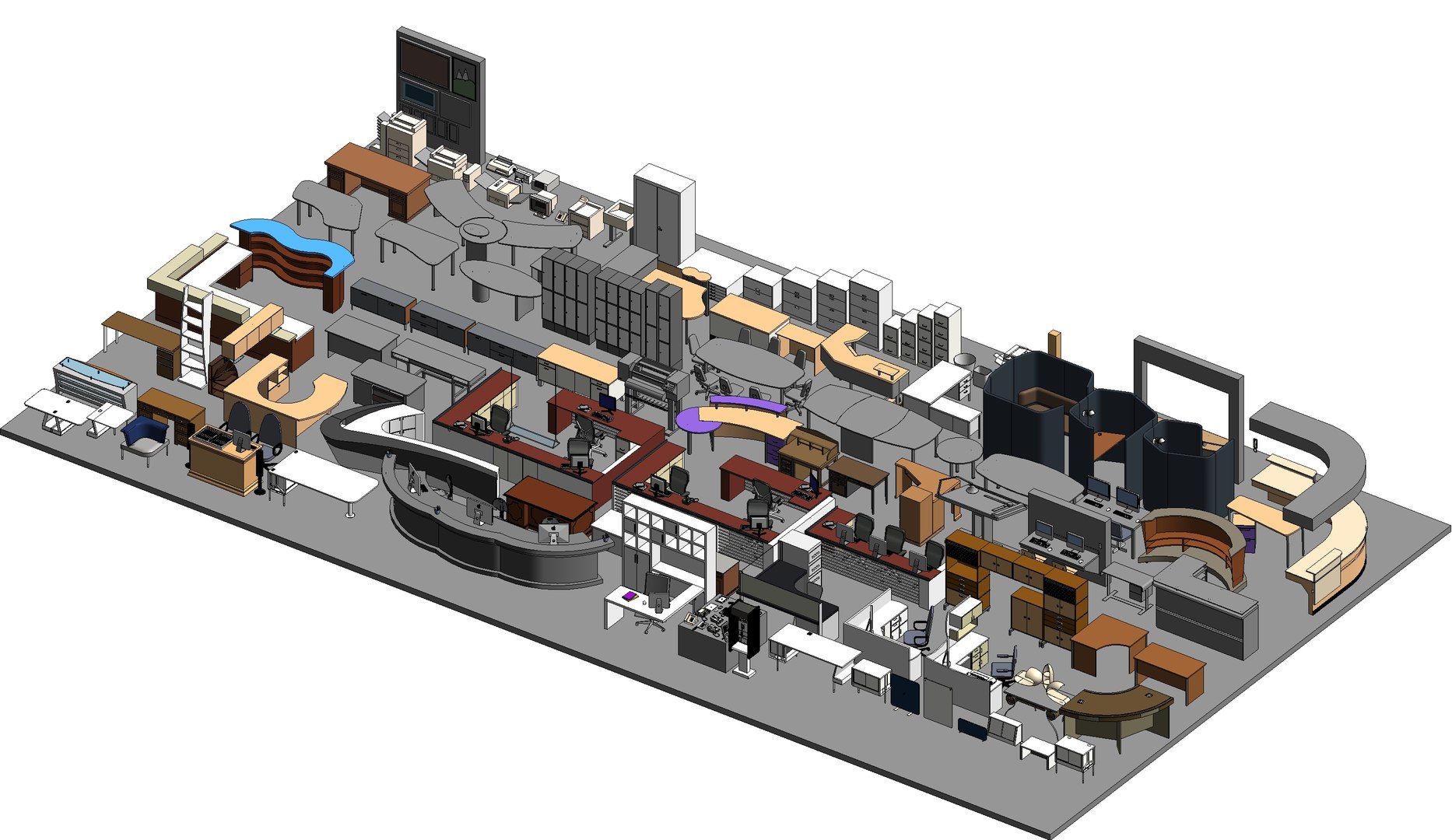 3D Office Interior Revit Family - TurboSquid 2279063
