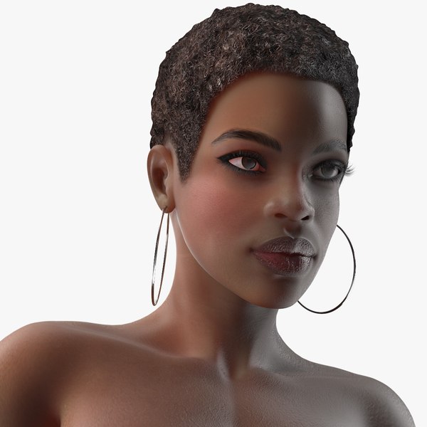 nude dark skin woman rigged 3D model