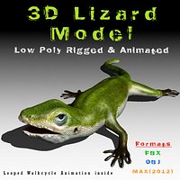 Lizard 3D Lowpoly Model Rigged & Animated