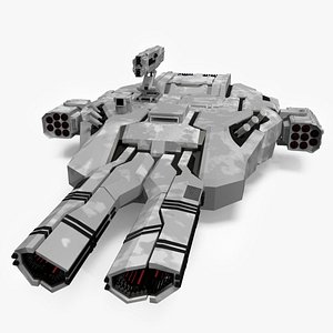 3D Sci Fi Heavy Turret Winter Khaki