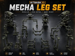 Mecha Leg Set Modular Sci-Fi Kitbash 3D model