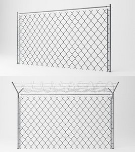 chain link wire fence 3D model