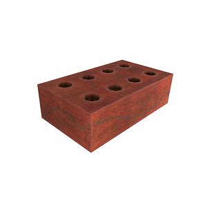 3D Red Brick Low Poly PBR model