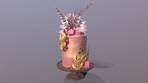 3D model Luxury Golden Swirl Cake