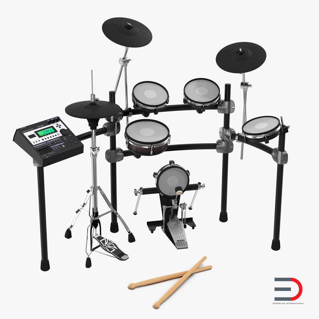 Electronic Drum Kit 3D Models Set 3D model preview