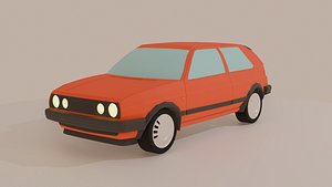 3D 80s Hatchback Car I Game Ready I Low Poly