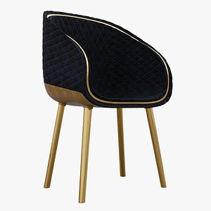 3D Luxury Velvet Armchair with Gold Accents