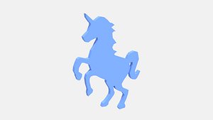 unicorn silhouette decorative object 3D model