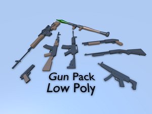 3D Low Poly Gun Pack - Optimized Weapons