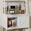 Farmhouse Kitchen Storage Rack  Microwave Stand with Pegboard  Closed Cabinet