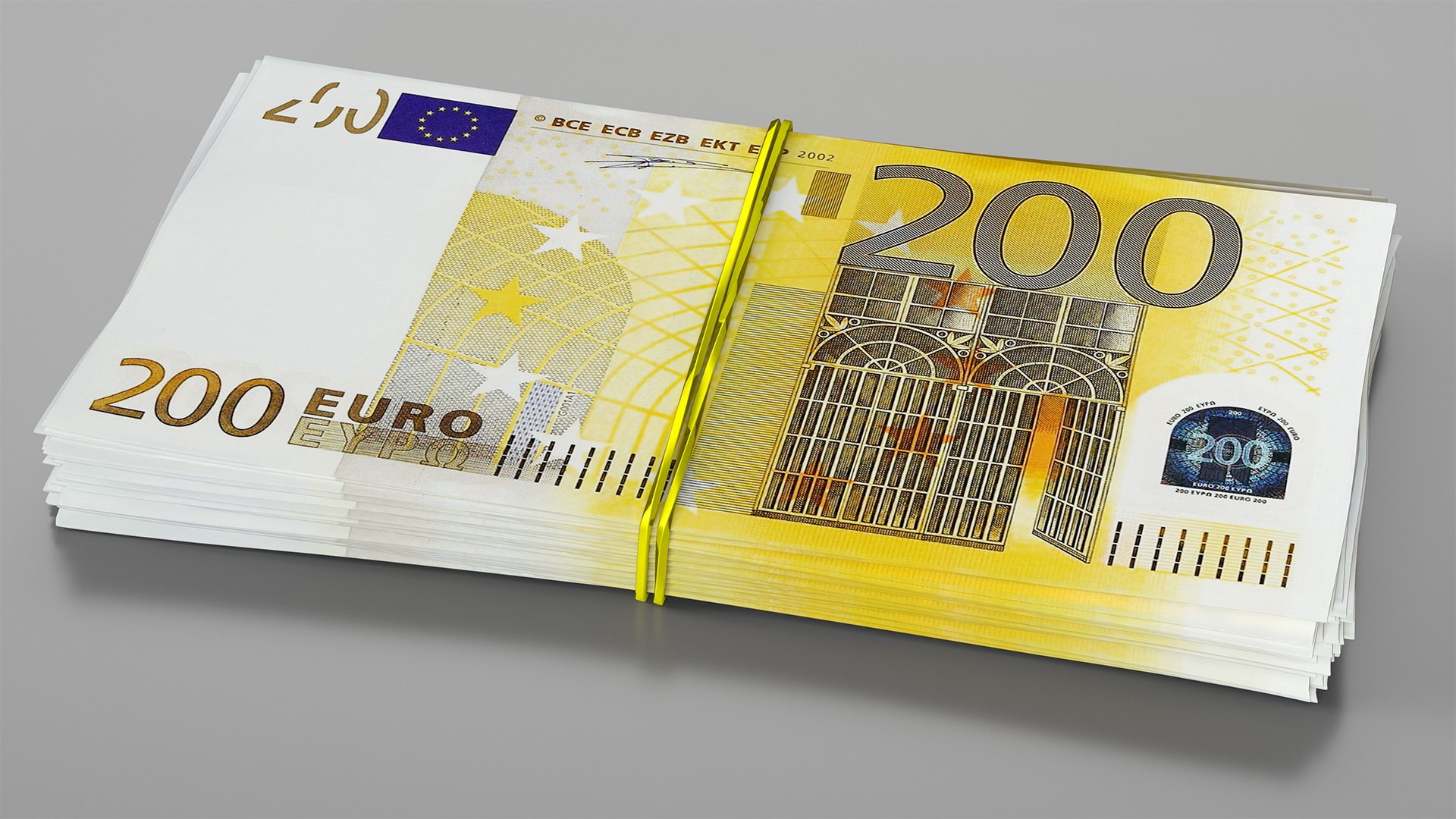 Bundle of 200 Euro Banknotes Bills 3D model preview