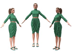 3D realistic female character clothes model