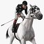 3D White Racing Horse with Jokey Gallop model