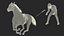 3D White Racing Horse with Jokey Gallop model