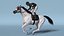 3D White Racing Horse with Jokey Gallop model