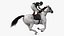 3D White Racing Horse with Jokey Gallop model