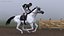 3D White Racing Horse with Jokey Gallop model