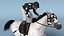 3D White Racing Horse with Jokey Gallop model