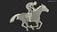 3D White Racing Horse with Jokey Gallop model