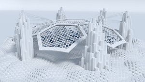 sci fi landscape hexagon 3D model