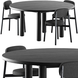 Good Times Dining Table and Chair residence noir C 629 by Jean Couvreur 3D