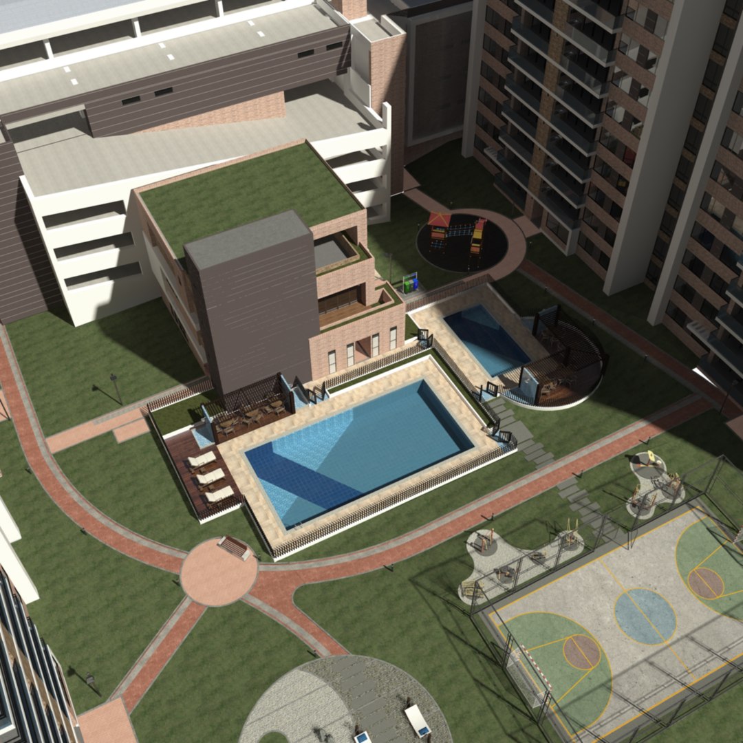 3ds Max Residential Building Complex