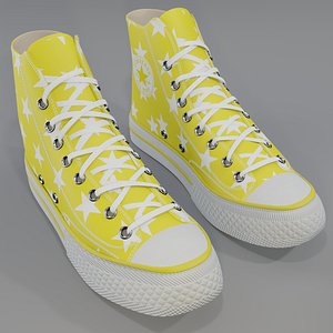 3D Basketball Leather Shoes Converse All Star Yellow Stars